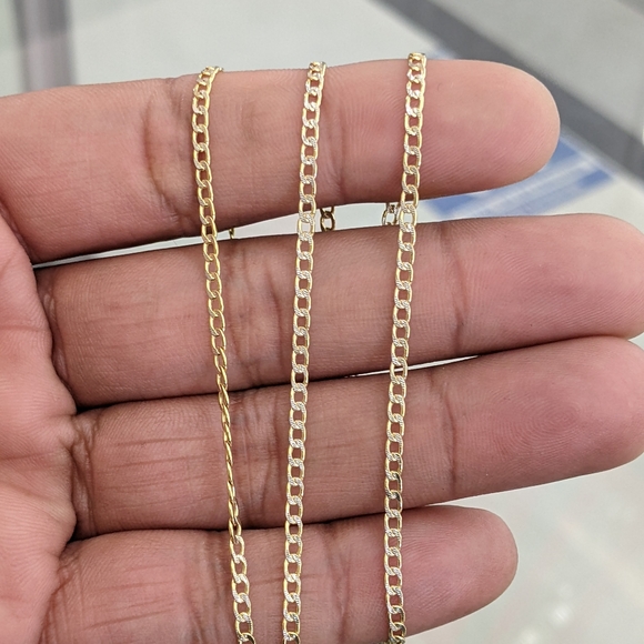 14kt Real Gold Cuban Diamond Cut Chain 2.5mm 20 inch